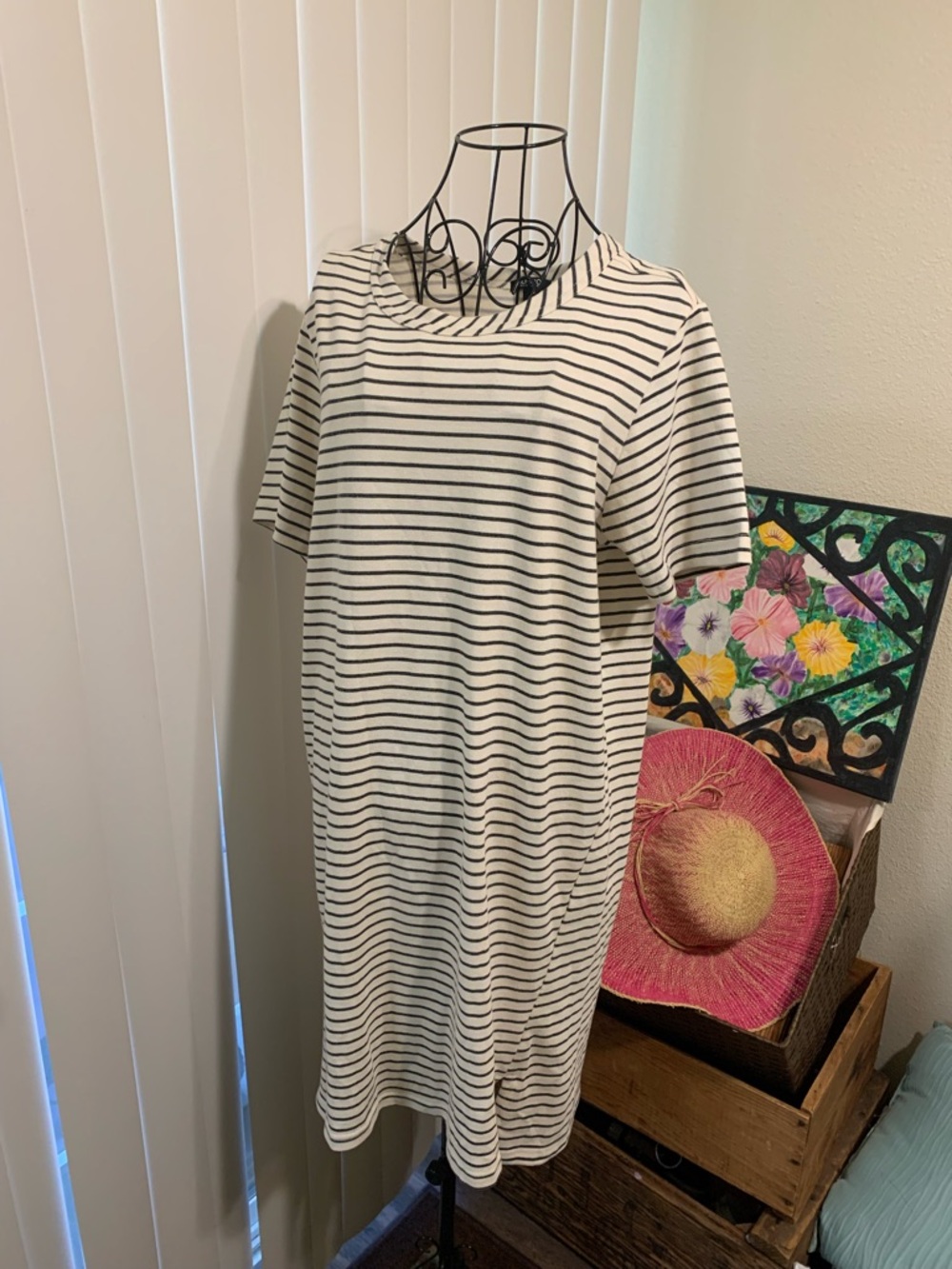 Buffalo David Bitton Black and White Striped Midi Dress